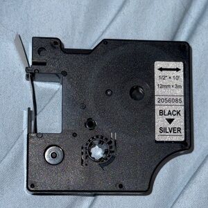 DYMO D1 Standard Tape Cartridge Black on Silver!!!